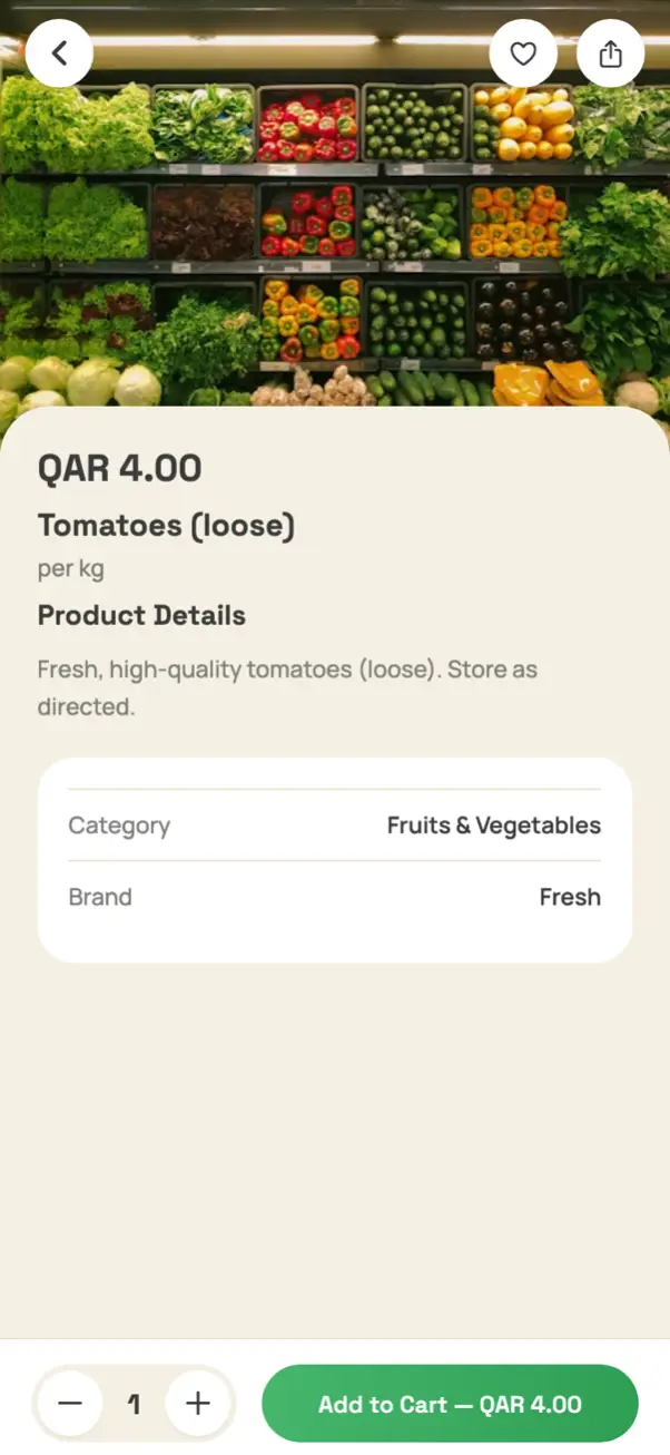 A grocery product page in the app